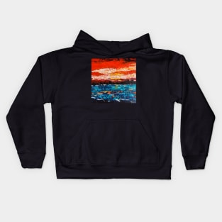 Red Sky Over Blue Lagoon Kids Hoodie